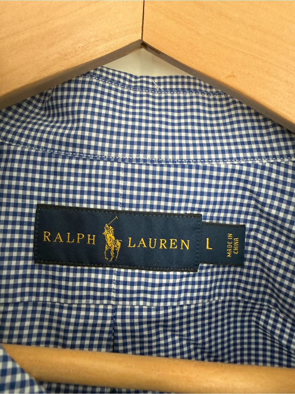 Polo by Ralph Lauren Men’s Blue Mini-Check Button-Down Shirt with Yellow Pony - Picture 3 of 3